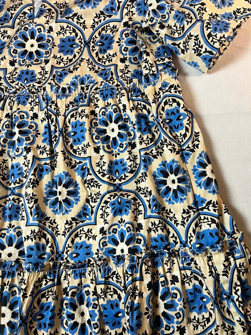 Tuckernuck Blue and White Medallion Print Ruffle Crawford Dress - Picture 4 of 8